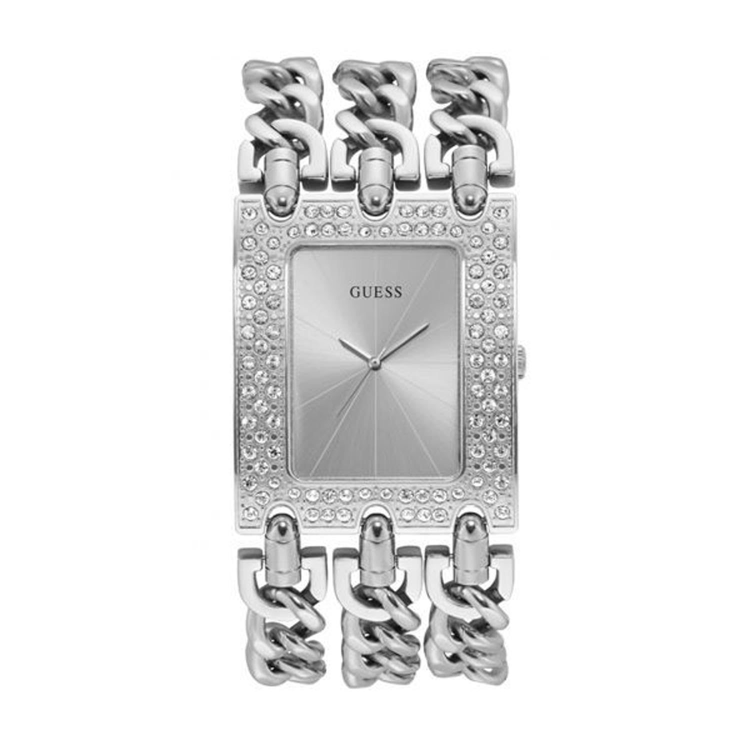GUESSWomens Analogue Watch Heavy Metal with Stainless Steel Strap