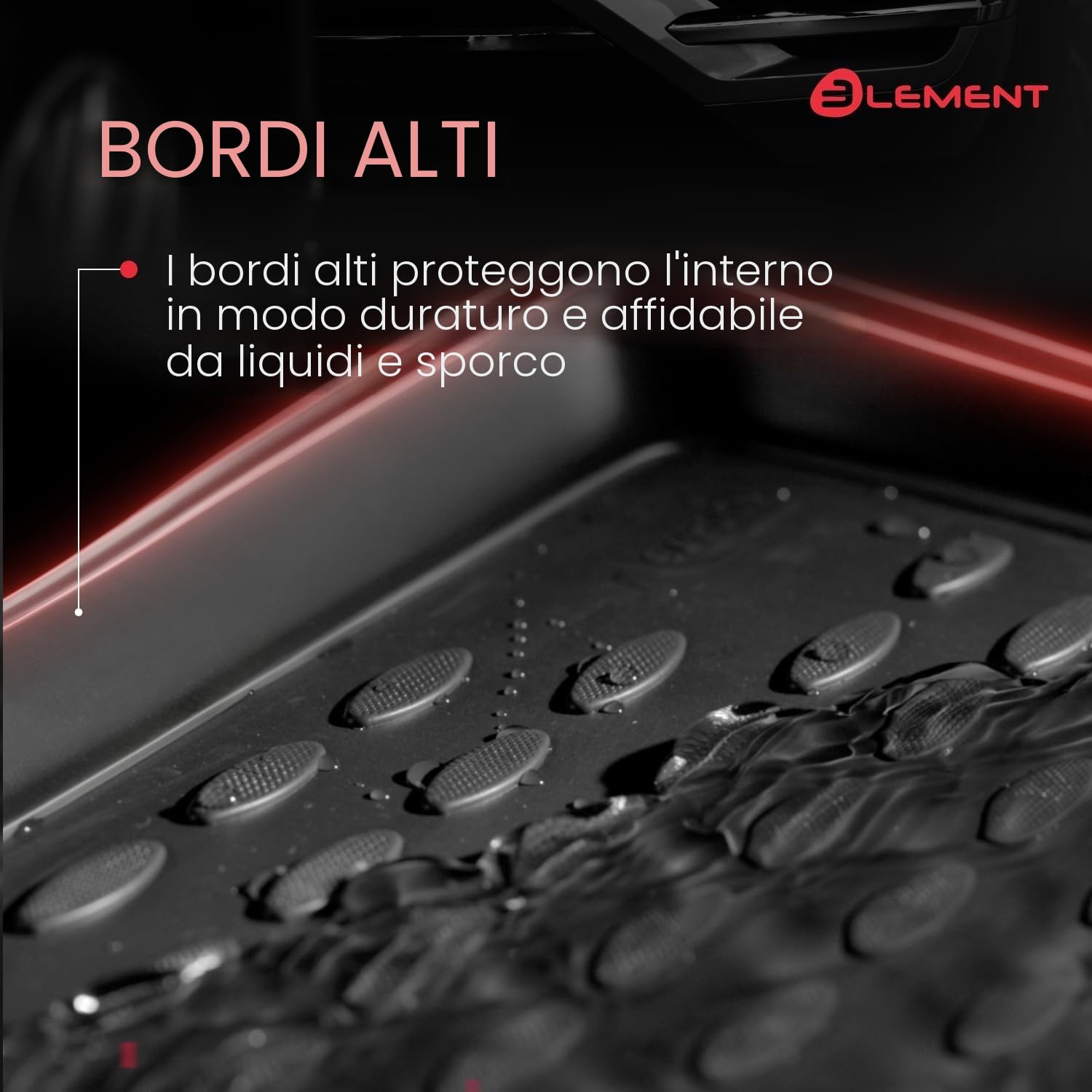 Element tappetini in Gomma 3D Premium su Misura Adatti per Volkswagen Up!, Mk1 (I), 2012-2016, 4 Pezzi.