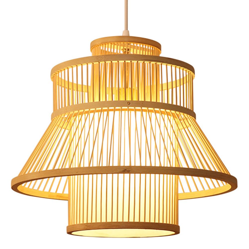 Lustre en bambou tressé pour salon et salle à manger chaleureuse