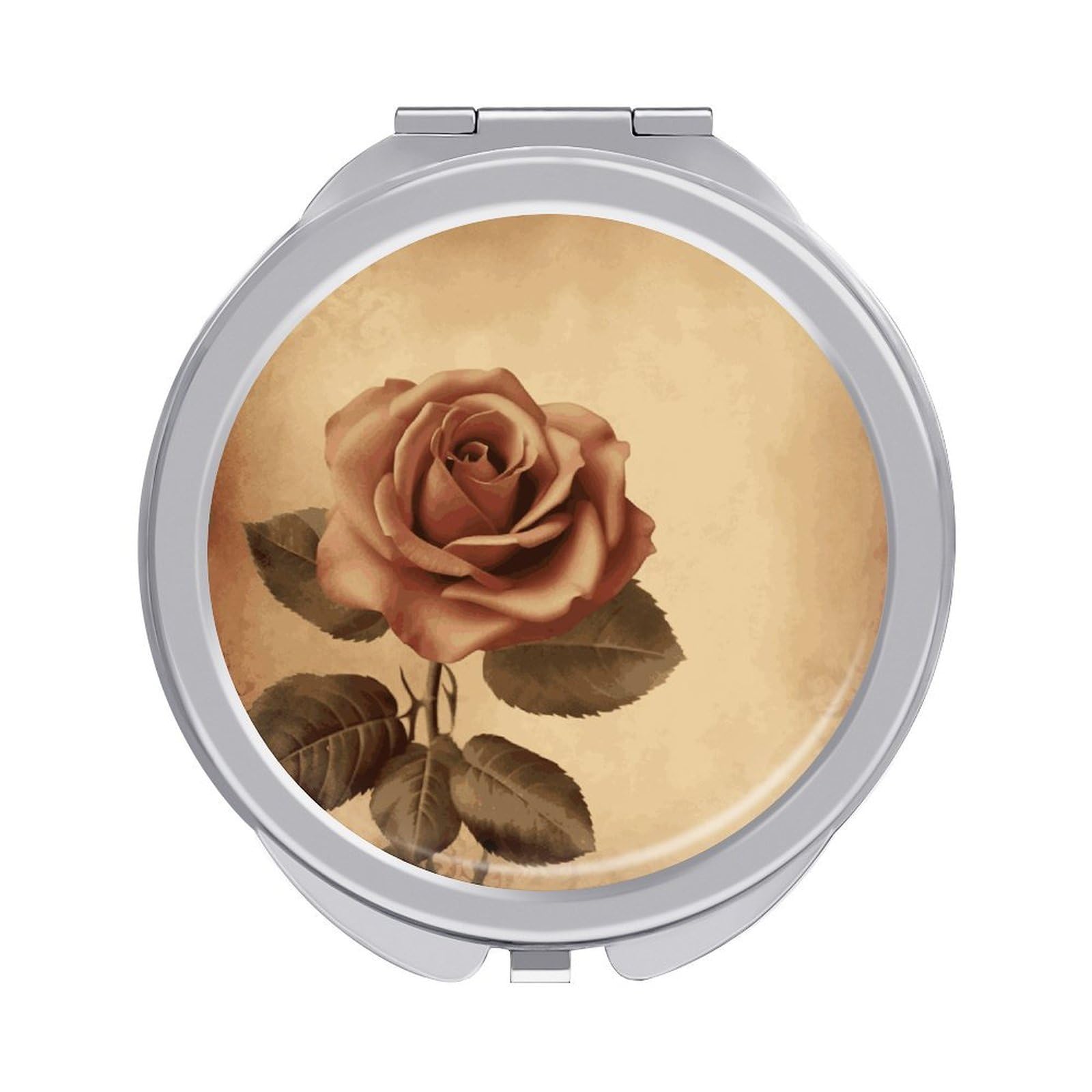 VstaDank Vintage Rose Compact Mirror for Purses Round Fashion Travel Makeup Mirror 2X /1x Magnifying Double Sides Mini Mirrors Portable Pocket Mirrors for Handbag Purse Women Gift