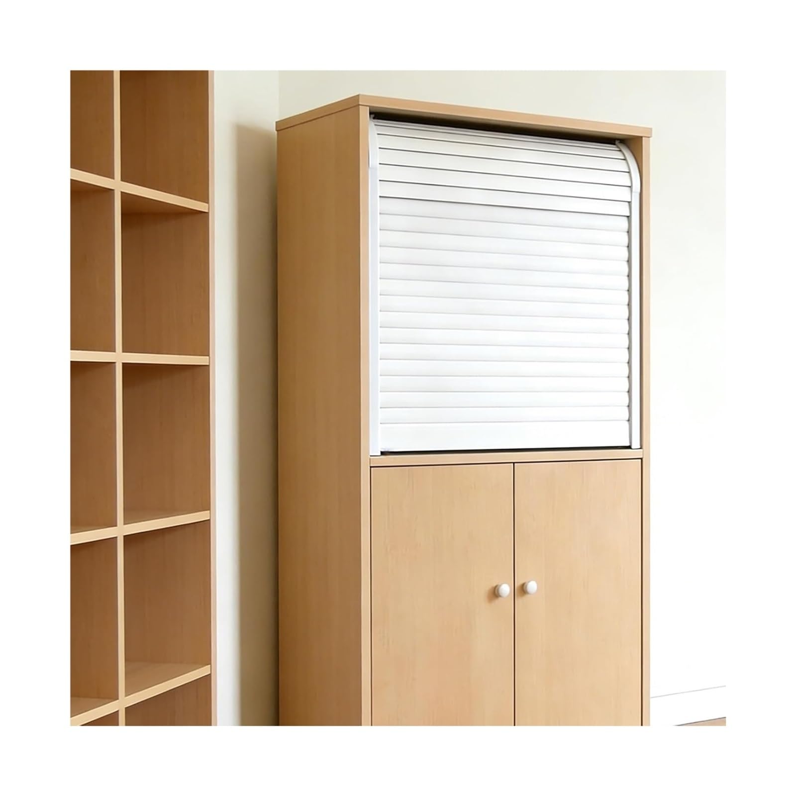 Accordion Folding Door Kit, DIY Rolling Shutter Tambour Door Kit, with Tracks and Handle, Multiple Sizes(30x20in/76x50cm)