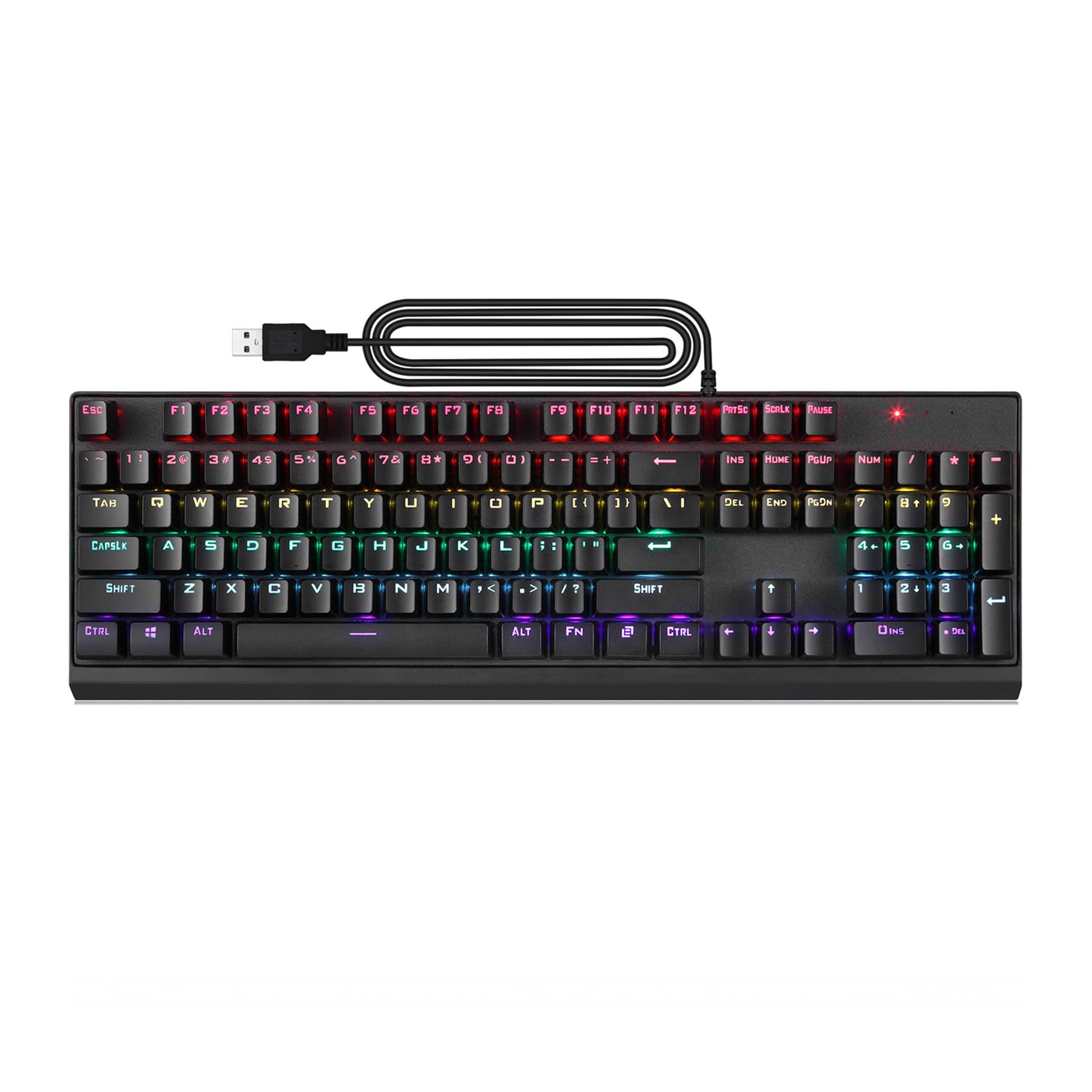 ADMLZQQ Klawiatura Gamer TKL 104 klawisze przewodowe USB, 24 gatunki efektów świetlnych LED - kompaktowa klawiatura gamingowa bez klawiatury numerycznej do PC/PS4/PS5/Xbox