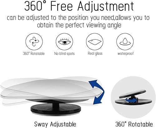 Miniatura 2 de 2 espejos de punto ciego, ovalados, ultrafinos, sin marco, de cristal HD, convexo, con palo ajustable de gran angular para coches, SUV y camiones,