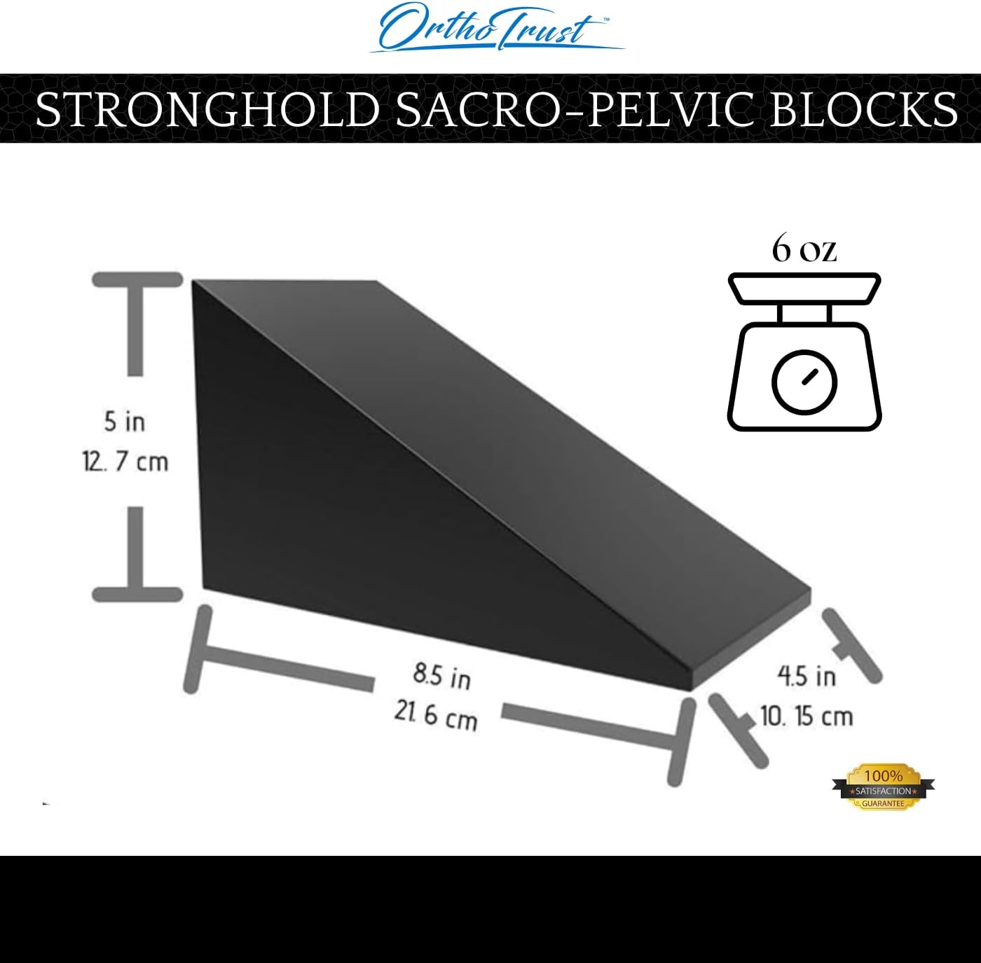 StrongHold Pelvic Sacral Blocks Set High-Density Foam Wedges - Black Color Set