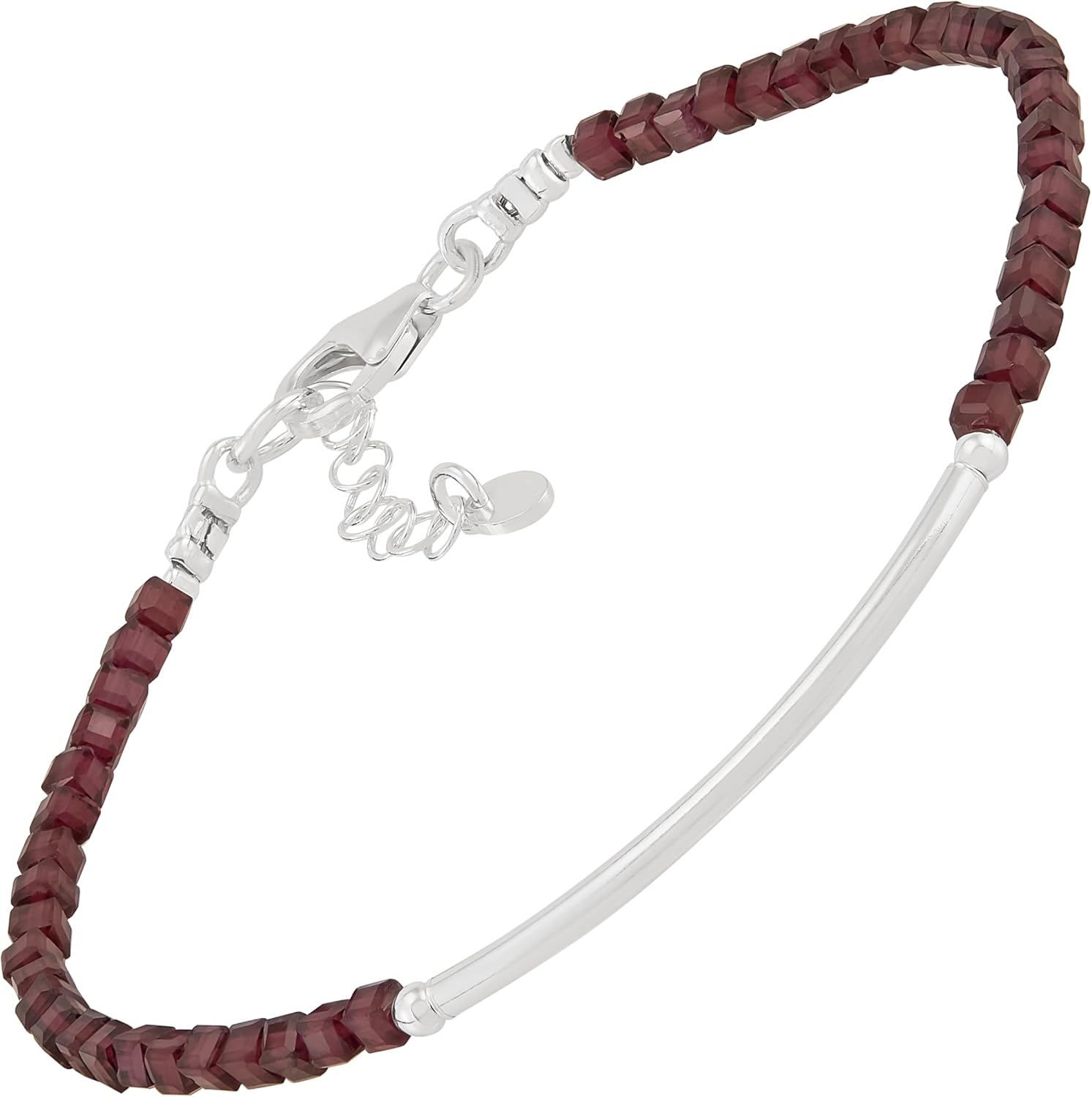 Silpada 'Merlot' Sterling Silver Red Garnet Chain Bracelet, 7.5" + 1"