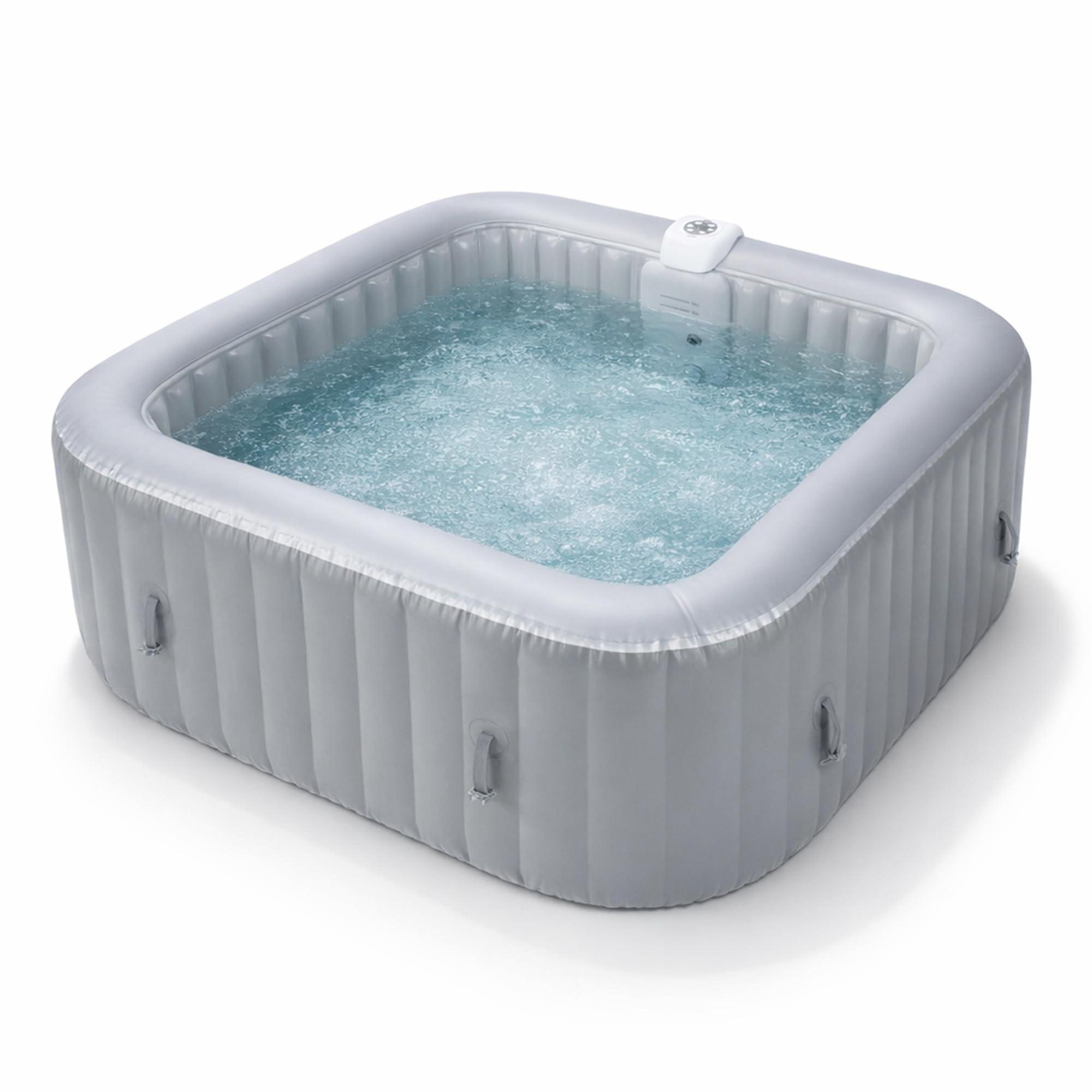 Clever Spa Portable Inflatable Hot Tub Outdoor Indoor Fits Upto 6 Person 73" x 73"x 25" with 130 Bubble Massage Airjets, Inbuilt Heating System,Water Filtration,Square, Color- Grey-image-15