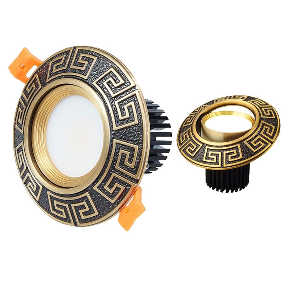 ASerZenith 4.3 Inch Round Brass Adjustable Angle Downlight Luminaire, Led Recessed Light Fixtures Ceiling Lights, Dimmable 3000K/4000K/6000K, Cri 90+,