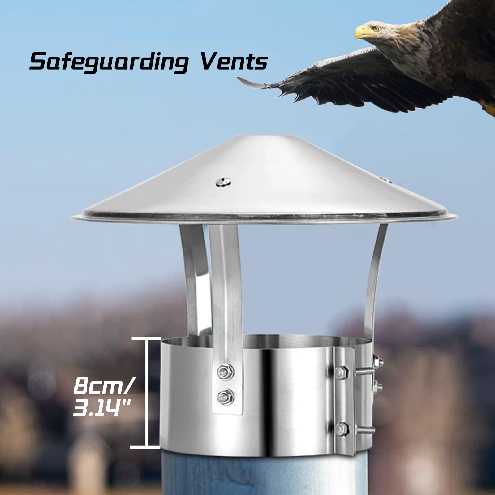 Comignolo Antipioggia Acciaio Inox Comignolo Canna Fumaria Per Camino Tetto | Tappo per Camino, Cappello del Camino Antivento Antivento Tetto Sfiato Accessori Inclusi, per Aerazione(315mm/12.5")