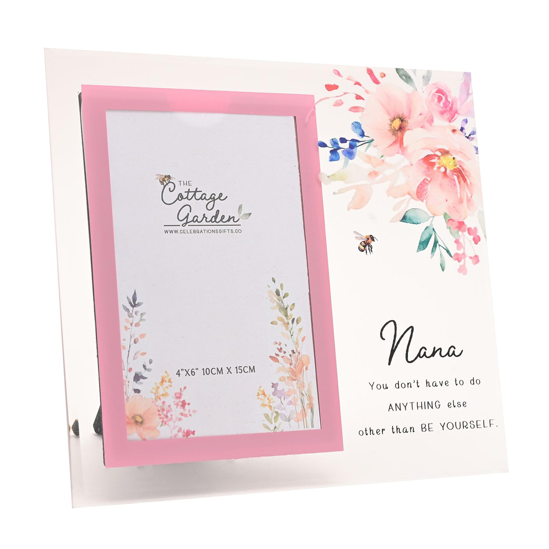 Glass Photo Frame for Nana with Wording and Floral Design 4'x6' Picture