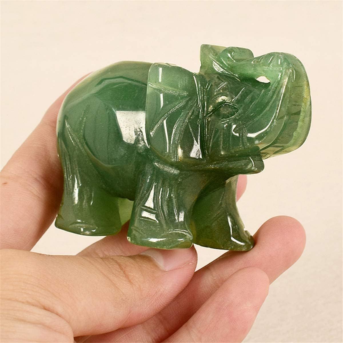 Cawhui Green Elephant Ornament Handcraft Natural Green Jade Stone Elephant Statue Decor Toys in Hand
