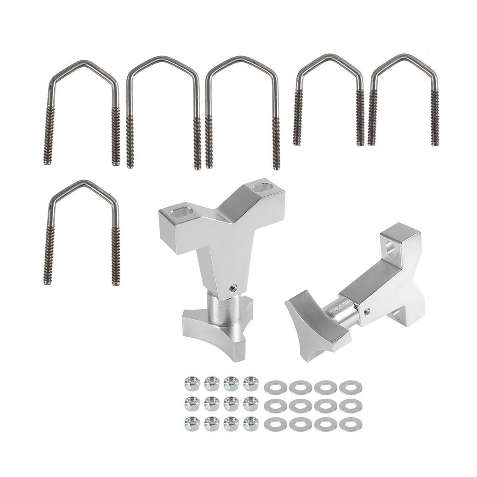 Podnośniki samochodowe Pasuje do rury regulowany uchwyt mocujący rurę Jack pasuje do dachu Wrangler JK TJ 2 szt. podnośnik uniwersalny uchwyt 1 "-2.5"(Silver)