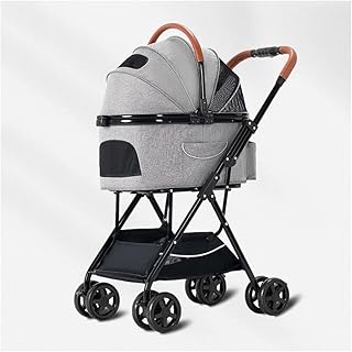 Carrinho para animais de estimação para cães/gatos pequenos e médios Carrinho de animais de estimação Carrinho de cachorro e gato Carrinho de cachorro separável Carrinho de 4 rodas carrinho de viagem dobrável leve (cinza a)