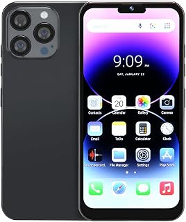 Celular, Bateria Grande de 5000mAh I14promax Phone 6,5 Polegadas Ultra HD Display 5MP Frontal 13MP Traseiro para Estudo (Preto)