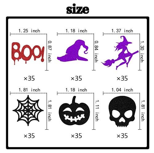 Four Ever Sweet 200 Pcs Horror Halloween Party Confetti,Pumpkin Witch Ghost Boo Spider Webs Confetti Halloween Table Decorations,Spooky One Birthday Party Decorations Supplies Black Purple & Red Glitter thumb #1