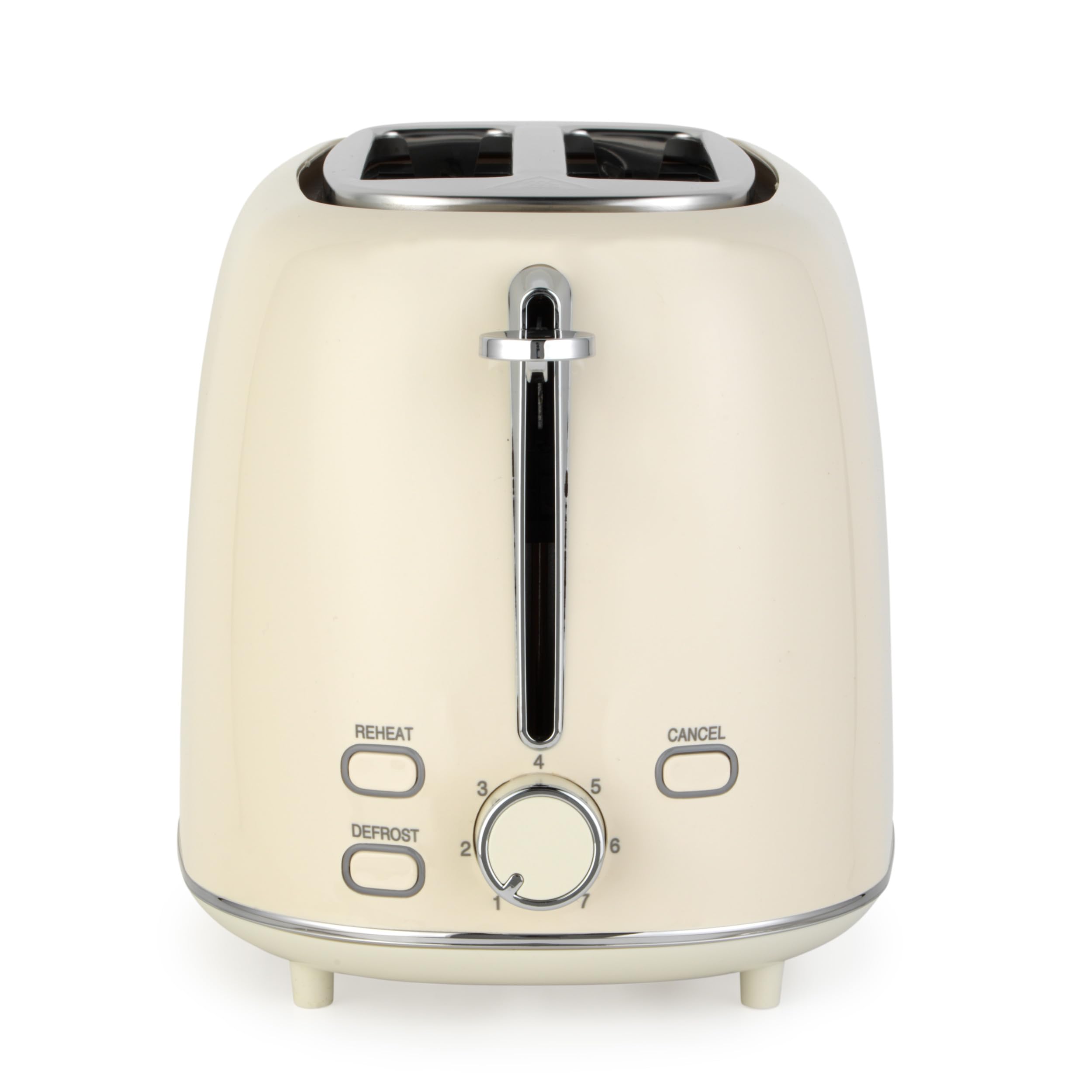 Tostadora Retro Crema de 2 Rebanadas Salter - 7 Niveles de Tostado, Descongelar, Recalentar y Cancelar, Bandeja Recogemigas Extraíble, Autocentrante, Parrilla para Calentar Panecillos