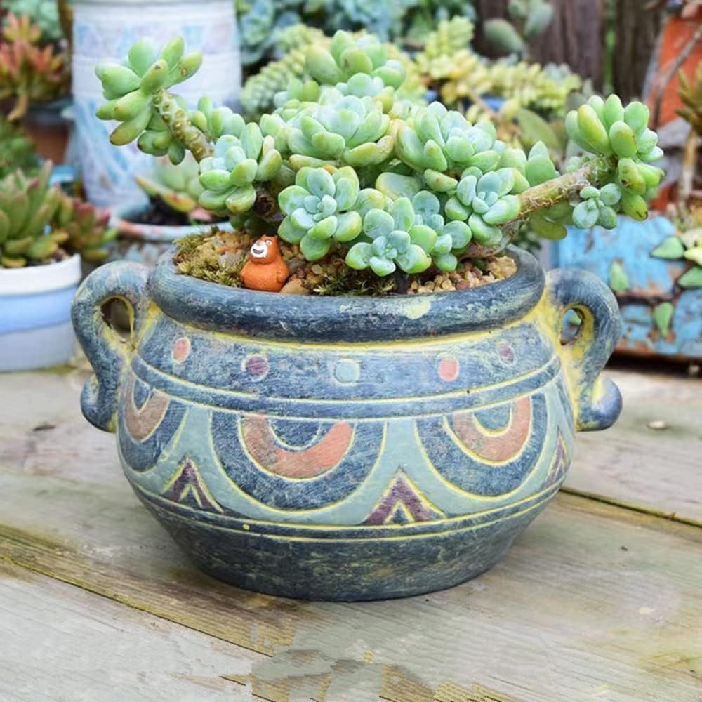 Ceramic Home/Garden Antique Flower Planter Pot Mexican Style with Ears
