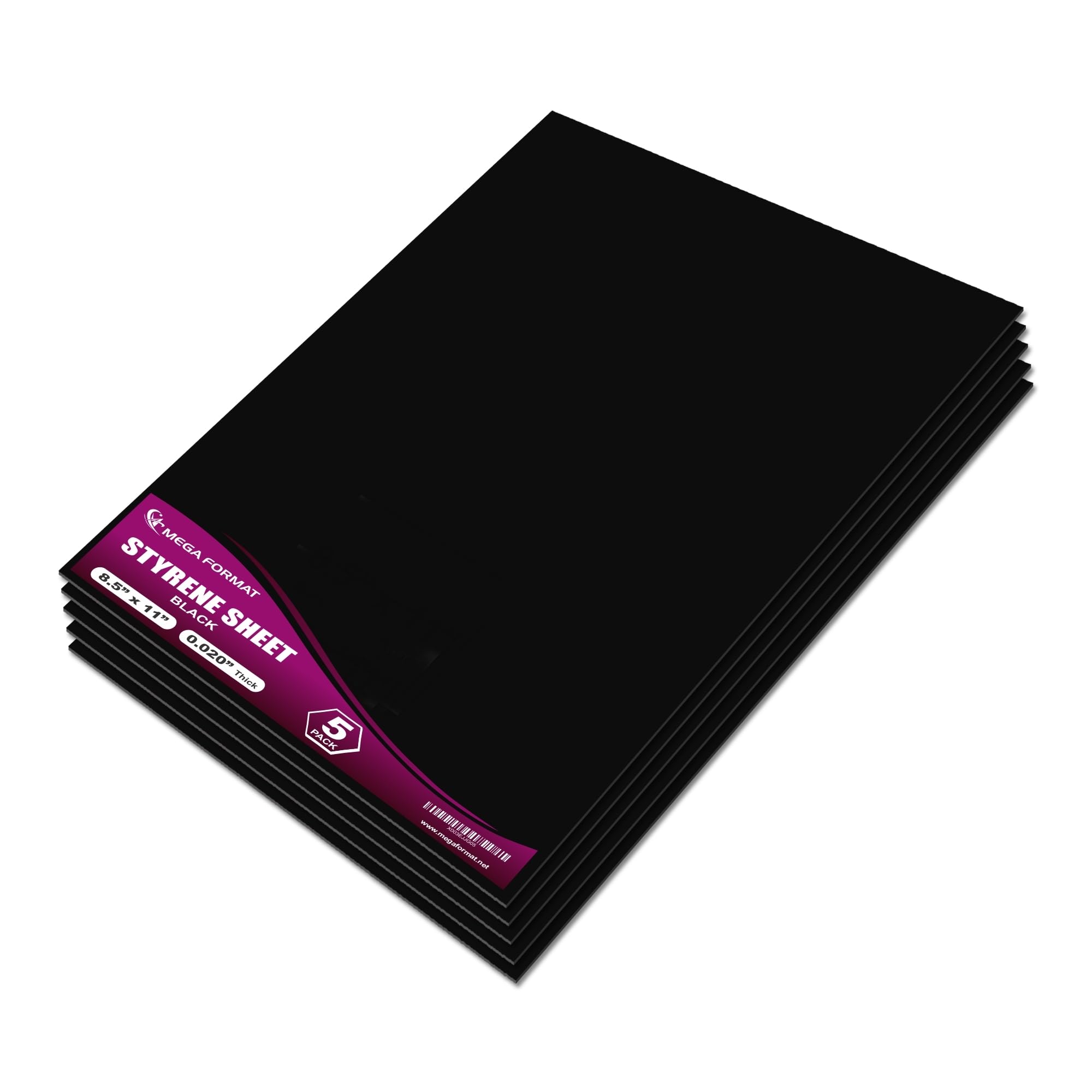 Black Polystyrene Flexible Plastic Board Sheet 8.5" x 11" (.020 Thick) Styrene Sheet, Ideal for Modeling Projects, Displays, Plastic Sheets for Crafts, Styrene Sheets Durable Plastic Sheet (5-Pack)