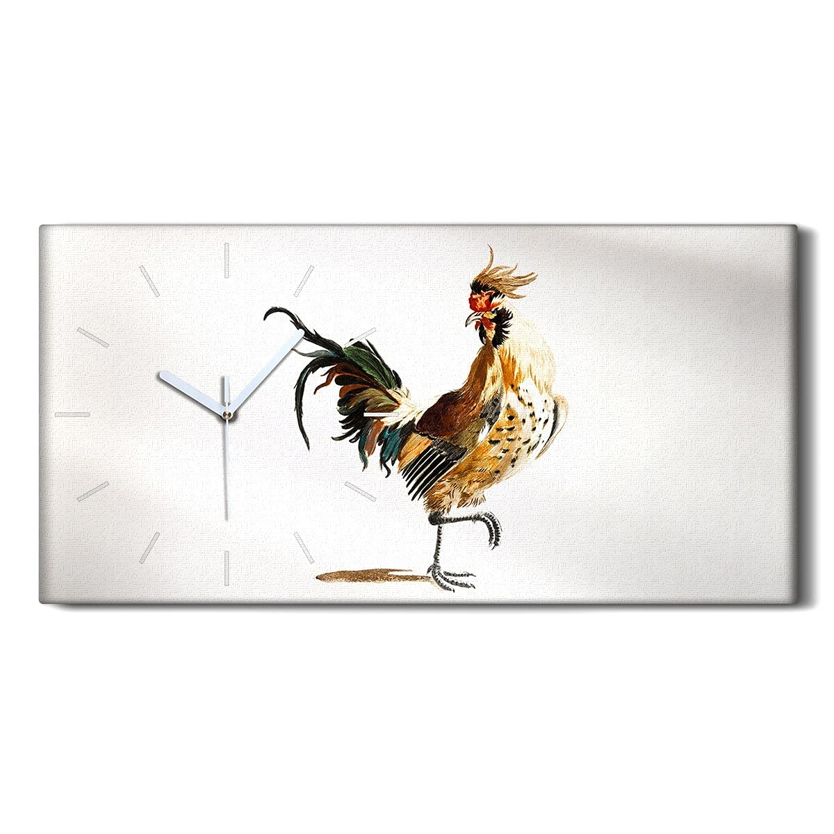 Horloge silencieuse sur toile 60x30cm dessin animal moderne avec aiguilles blanches