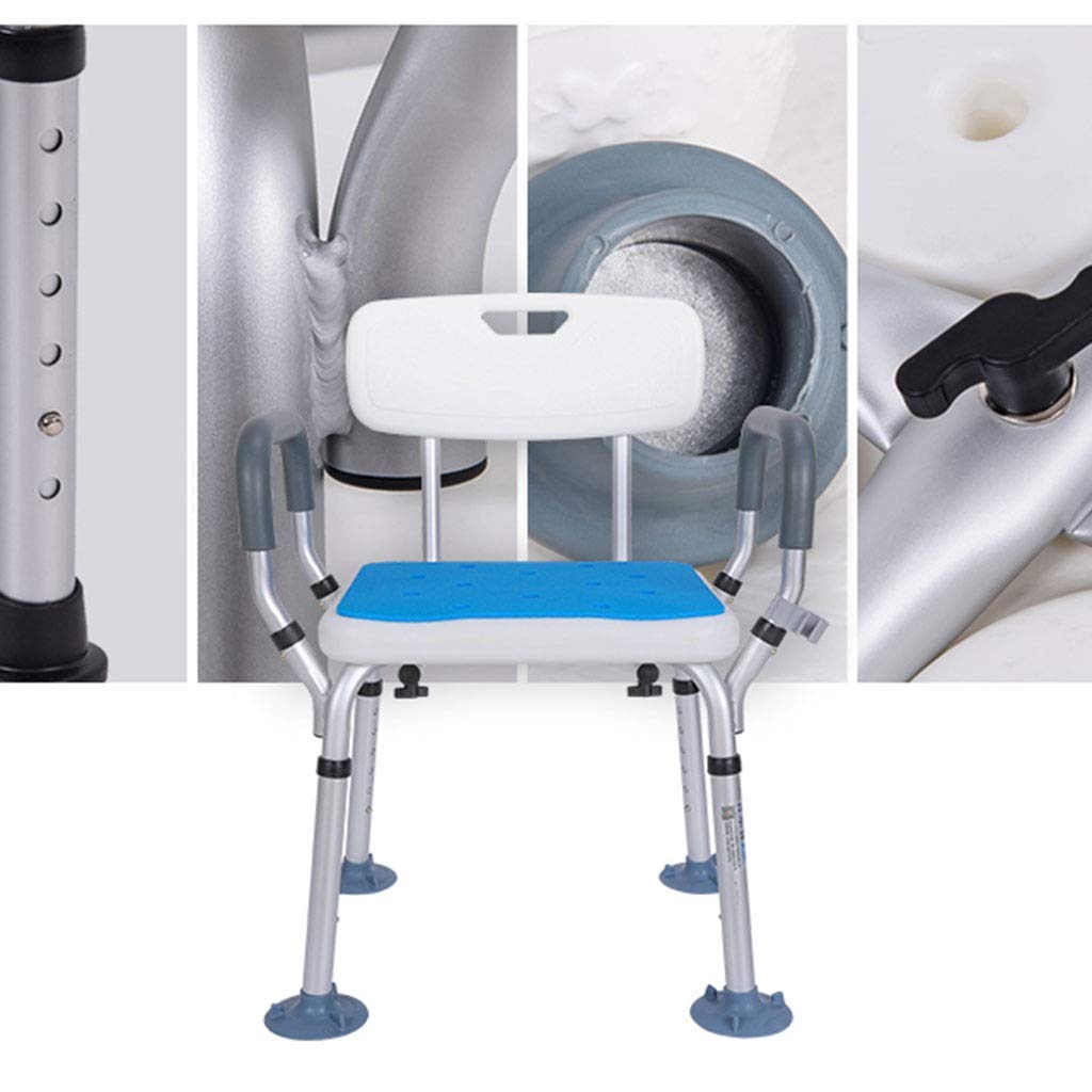 CHEWYNP Silla de baño para Adultos discapacitados Sillas de Ducha para discapacitados Elevador de Silla de baño Resistente para Ancianos con reposabrazos de Ventosa Taburete de baño para p