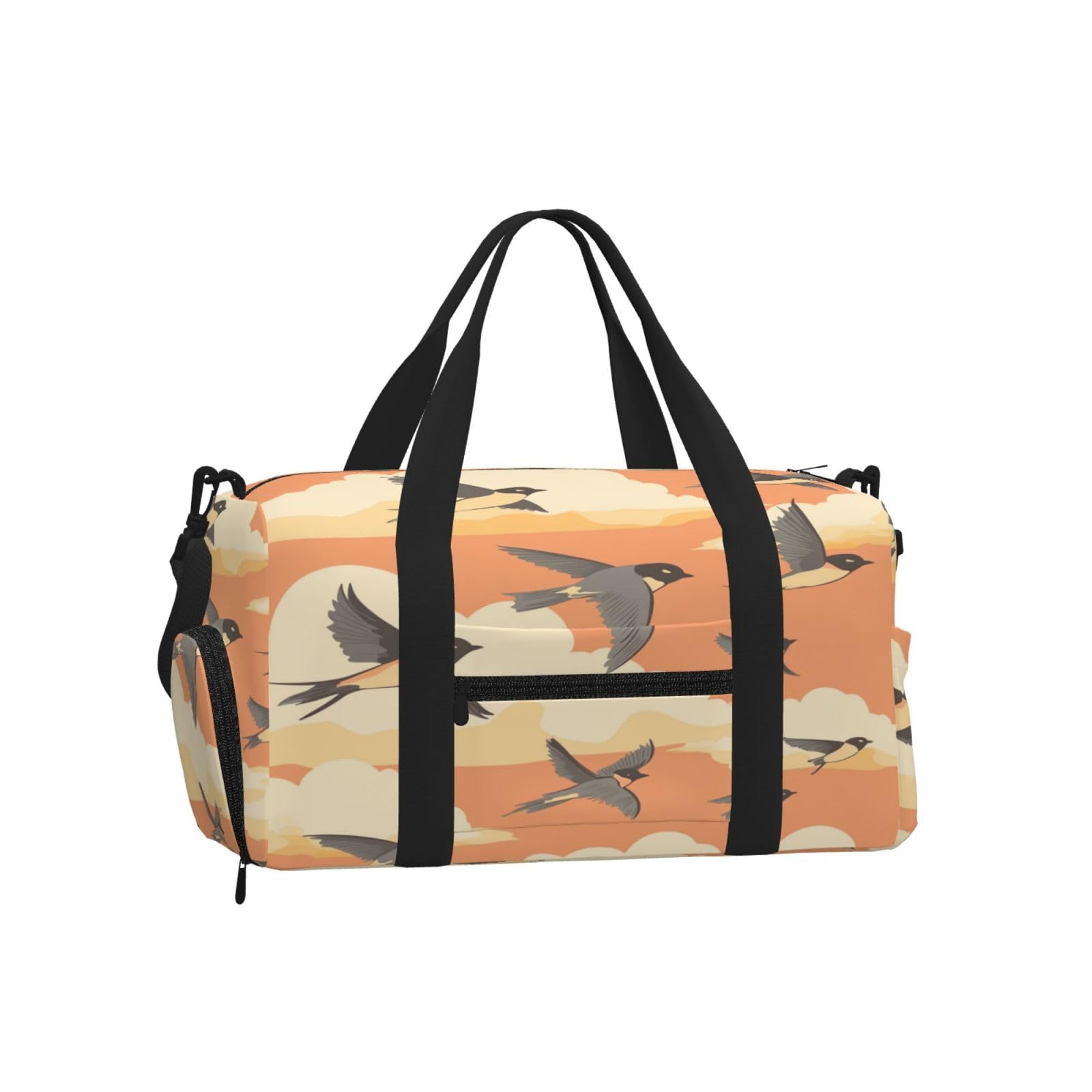 Entemne Summer Sunset Swallows Sports Gym Bag with Shoe Compartment Women Men Travel Bag Lightweight Water-Resistant Weekend Overnight Carry On Luggage