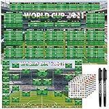 Aitsite 2 Stück Fußball WM 2026 Spielplan Poster für Deko Fußball Party - Wiederverwendbar Fussball Planer 93x 56cm - Enthält 48 Mannschaften Gruppen Knockout und Finale alle Ergebnisse der Spiele