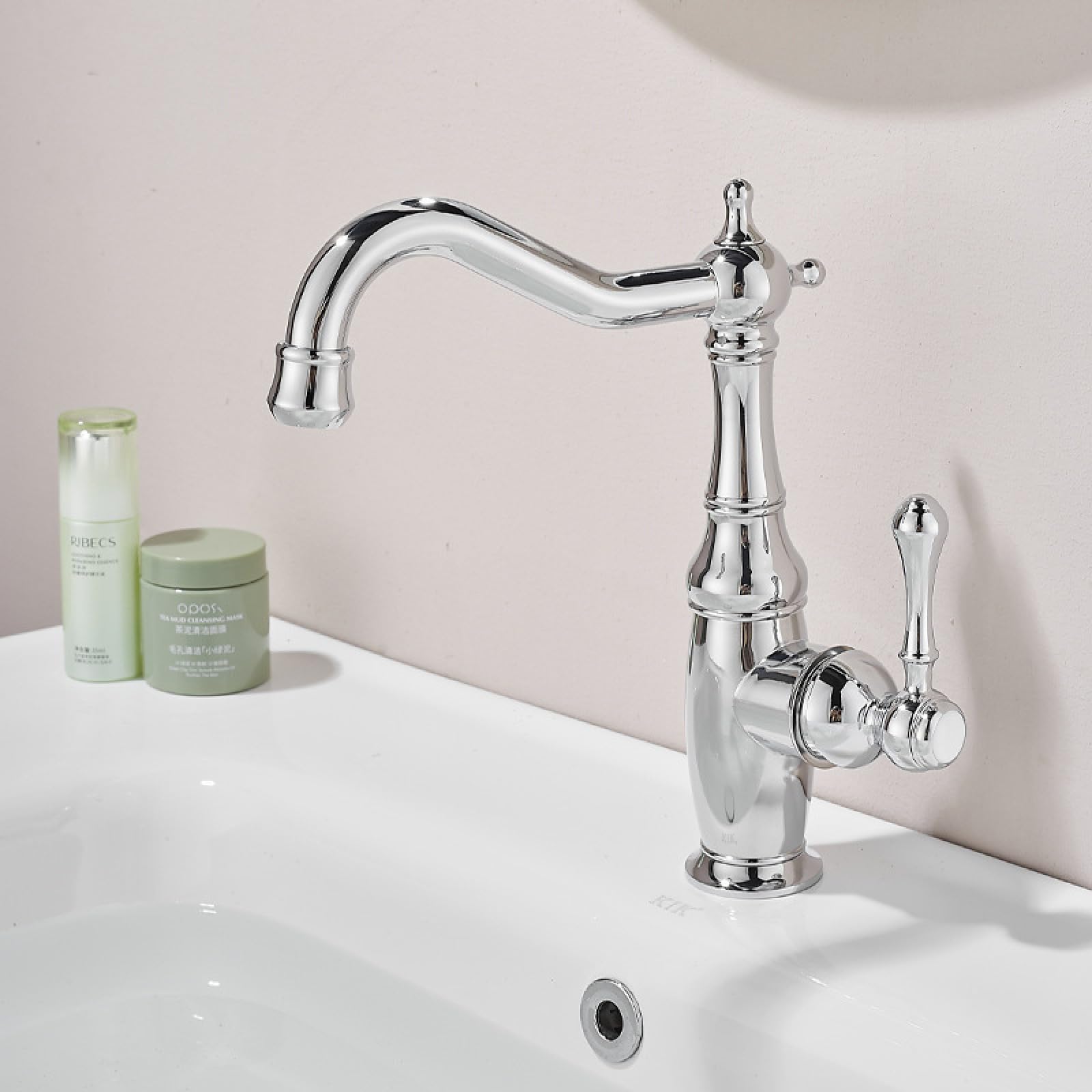 Bathroom All-Copper Washbasin, Countertop Basin Hot and Cold Water Faucet, Electroplated Low