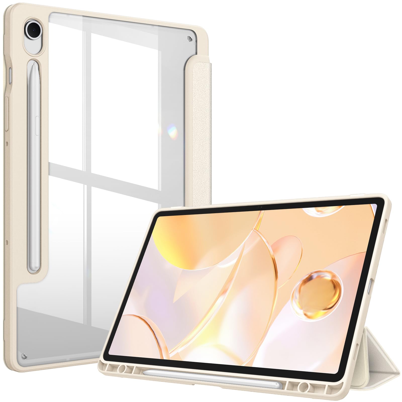FINTIE Hybrid Slim Case for Samsung Galaxy Tab S10 Lite/ S10 FE 2025/ S9 FE 10.9 Inch/ S9 11 Inch 2023 with S Pen Holder, Shockproof Cover with Clear Back Shell, Auto Wake/Sleep, Starlight