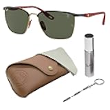 RB3673M SCUDERIA FERRARI COLLECTION Square Shaped Sunglasses for Men & Women with Official RAYBAN Eyewear Kit