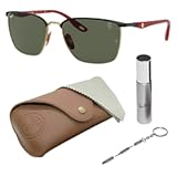 RB3673M SCUDERIA FERRARI COLLECTION Square Shaped Sunglasses for Men & Women with Official RAYBAN Eyewear Kit