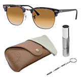 RB3016 CLUBMASTER FLECK Square Shaped Sunglasses for Men & Women with Official RAYBAN Eyewear Kit