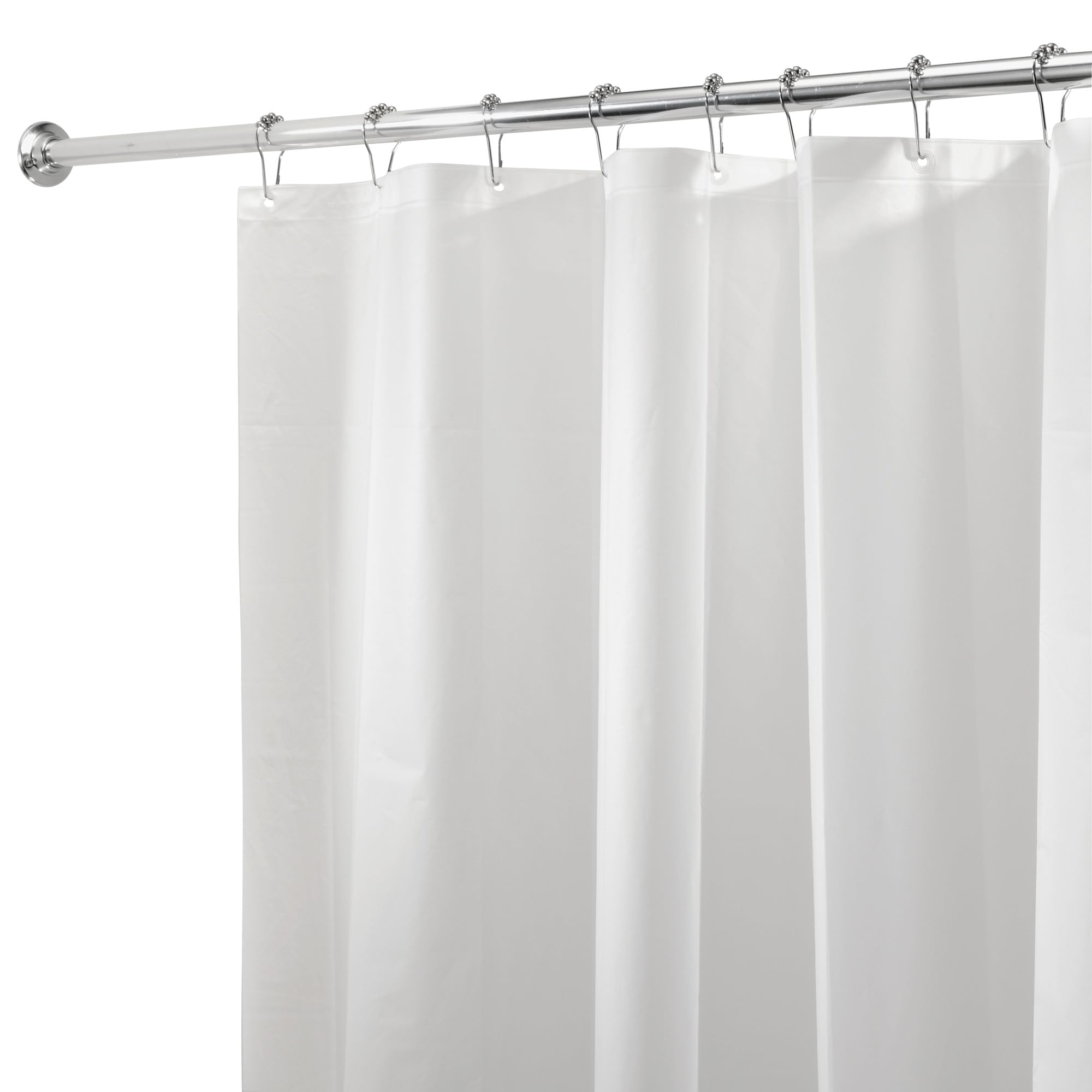 iDesign PEVA Mold and Mildew Resistant Plastic Shower Curtain Liner for Use Alone or With Fabric Curtain, Set of 2, 72” x 72”, White