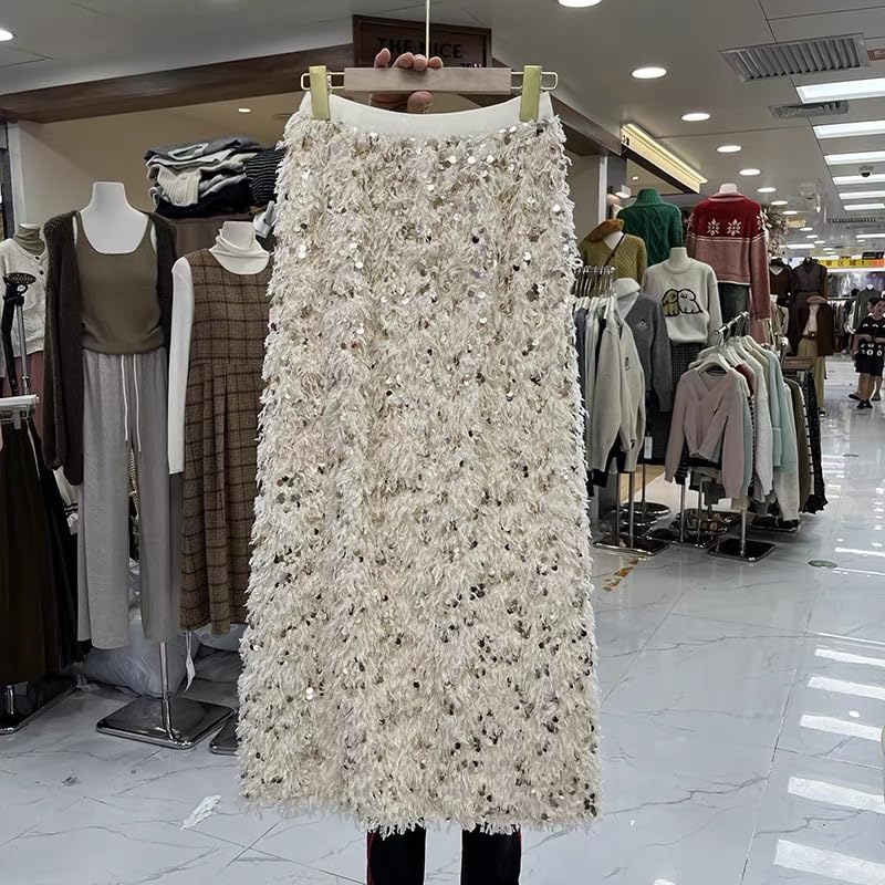 Gonna da Donna con Paillettes Gonne Lunghe Gonna con Paillettes a Vita Alta da Donna Gonne da Festa a Trapezio Vintage