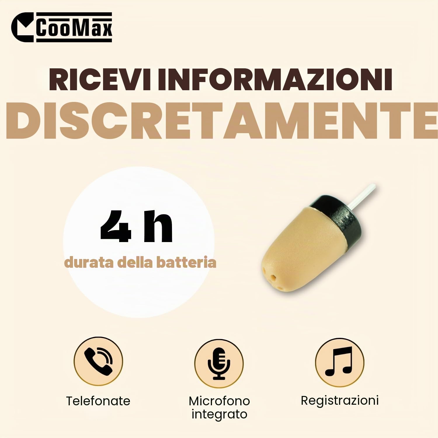 Cuffie Spia Esami (Vip Pro SuperMini Bluetooth Microfono Integrato) | Pulsante multifunzione, Chiamate e registrazioni, Collare a induzione, Volume elevato, Per ambienti rumorosi, Invisibile