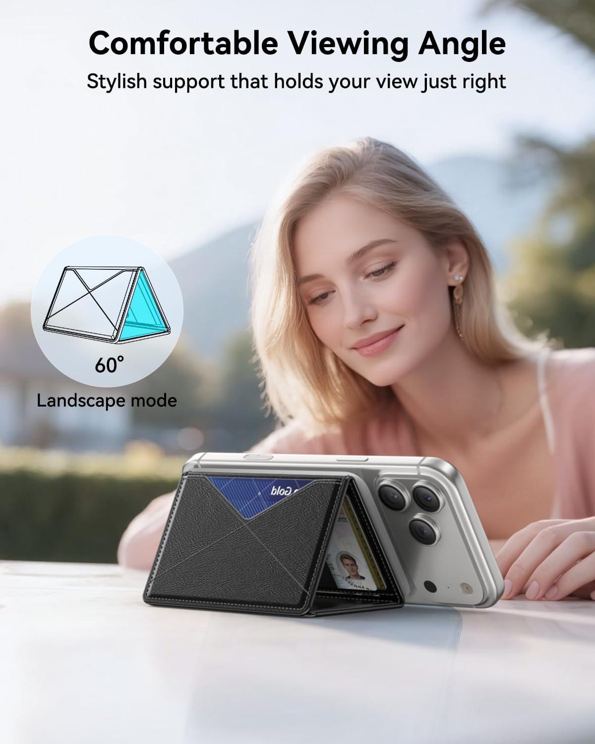 for MagSafe Wallet, 8 Card Holder, RFID Blocking, Magnetic Stand Phone Wallet for iPhone 17/16/15/14/13/12 Pro Max Plus Air Series, 5 Card Slots & 1 Cash Slot,Black