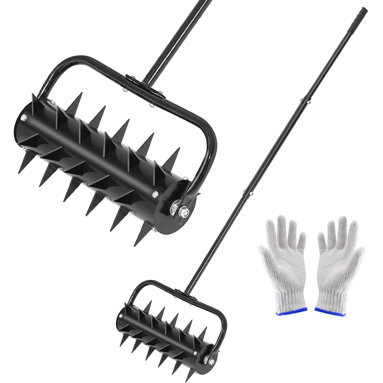 Aireador de césped, Rodillo de césped Manual de Alta Resistencia de 18 Pulgadas, Herramienta de púas rodantes para césped de jardín con Mango y Hoja de Acero Inoxidable de 56 Pulgadas