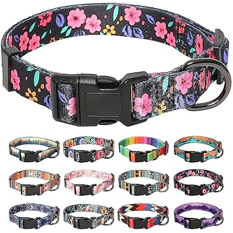 HEELE Dog Collar Small Dog Collar Multi-Colour Patterned Soft Comfy Dog Pet Collars Easy Adjustable Collar Cover