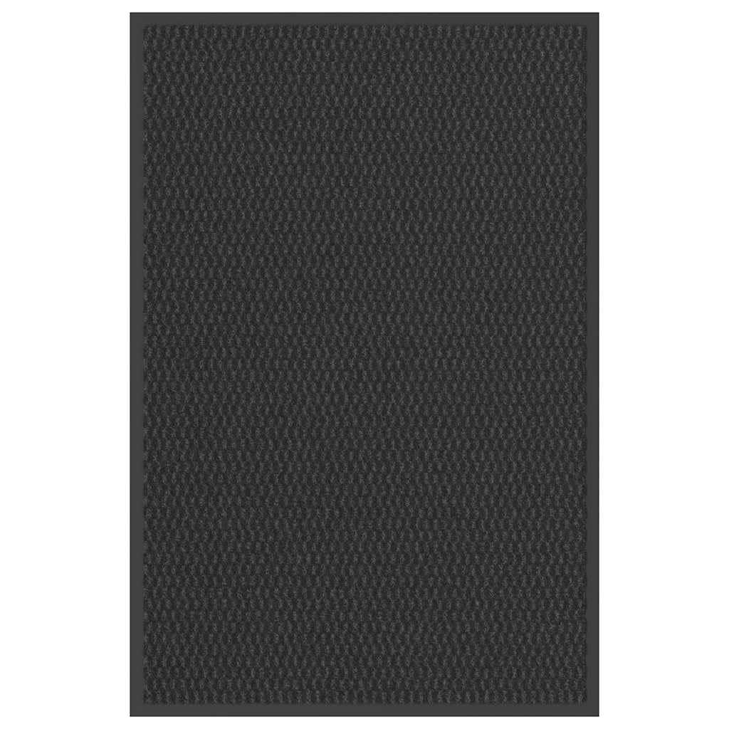 Felpudo negro 60 x 90 cm de polipropileno resistente con parte trasera de PVC antideslizante para entrada, pasillo, pasillo, terraza e interior y exterior