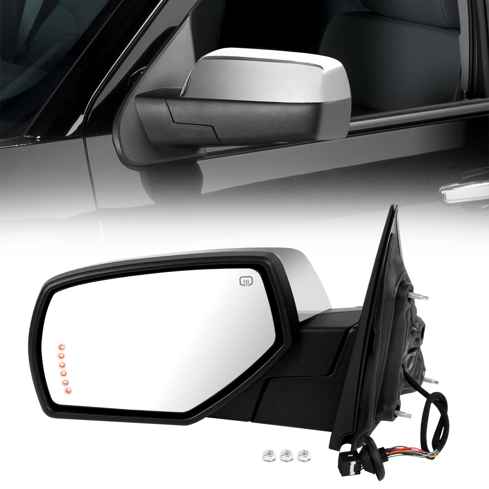Photo 1 of Side View Mirror Compatible with Chevy Silverado/GMC Sierra 1500 2014-2018, 10 Pins Driver Side Mirrors for 2015-2019 Silverado/Sierra 2500HD 3500HD with Puddle & Signal Light, Heated Power Glass