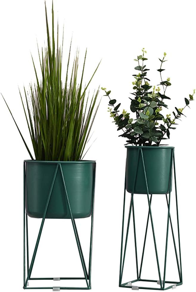 Metal Flower Rack with Plant Pot Living Room Iron Floor Stand Indoor Balcony Decoration Display Shelf Outdoor Garden Patio Plant Rack-Green(S)