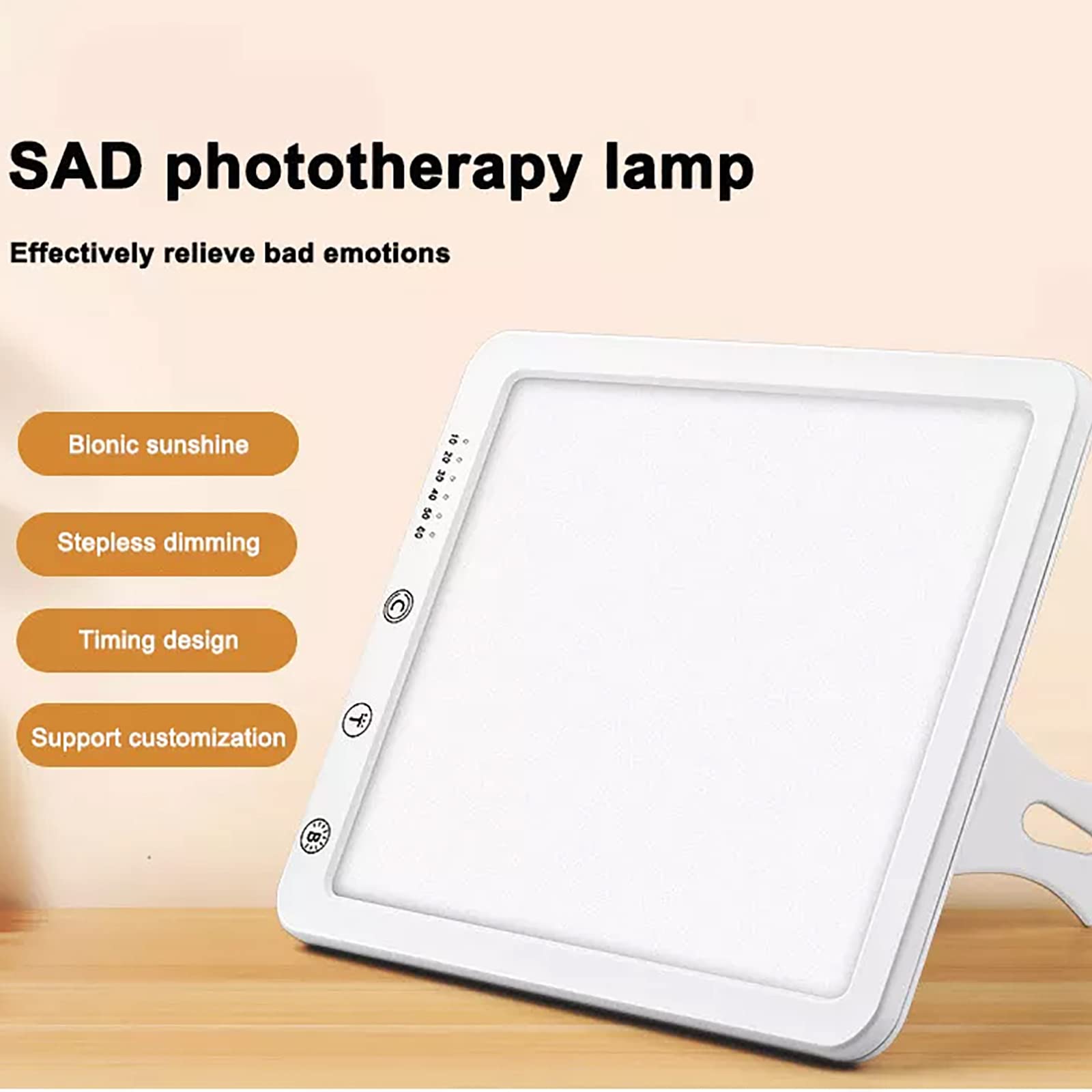 Lampe de luminothérapie, lumière solaire portable de 10 000 Lux avec 6 vitesses de synchronisation intelligente et de gradation en continu, température de couleur de 3 000 K à 6 500 K, pour une éner
