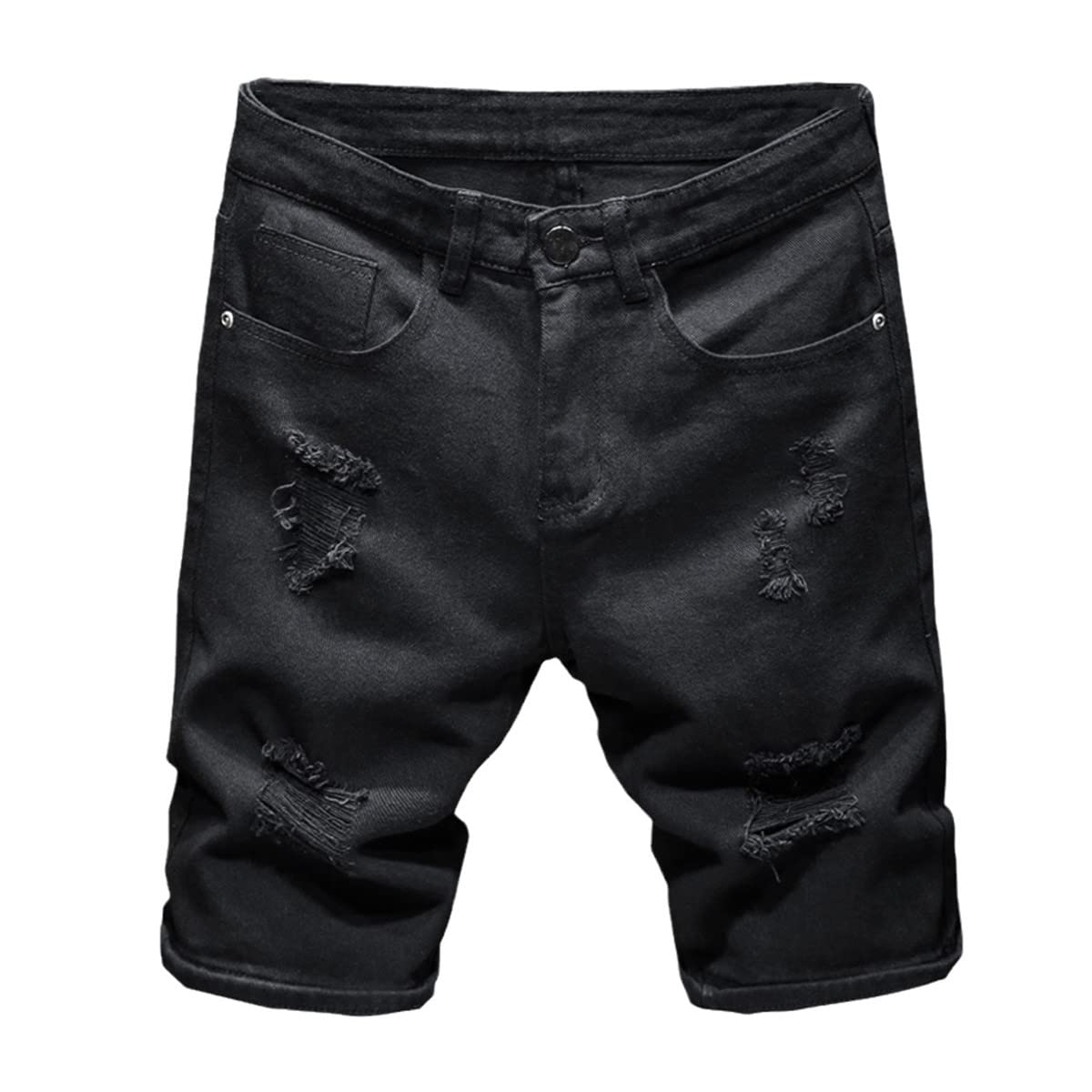 Short en denim noir homme déchiré classique slim décontracté taille 4 - 3