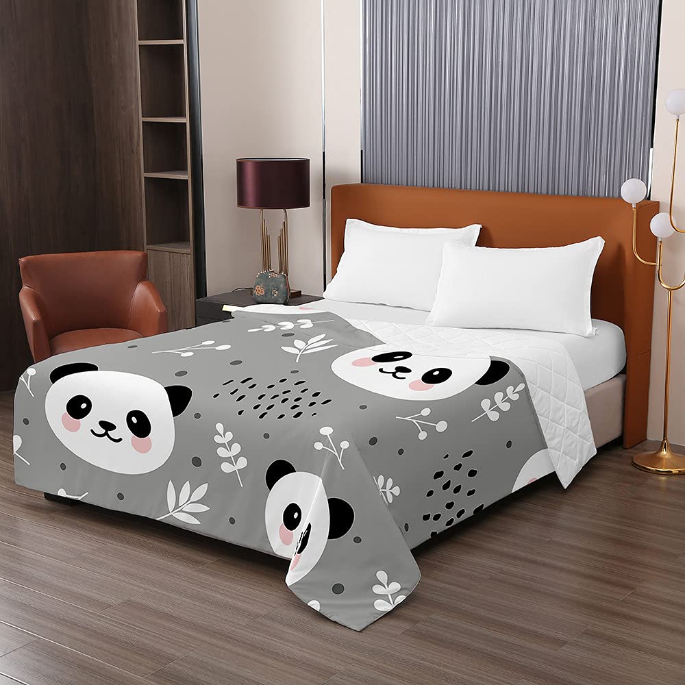 Trapuntino Copriletto Trapuntato Primaverile Estivo, Chickw11 3D Panda Stampa Trapuntato Goffrato Trapunta Coperta Leggera per Matrimoniale Singolo (Panda Grigio,220x240cm)