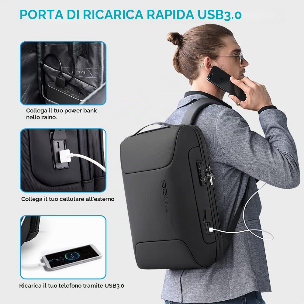 BANGE Zaino Tech per computer portatile per uomo e donna
