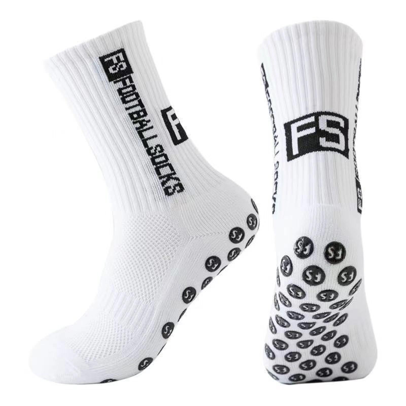 Mlpkoi Unisex White 4 Pairs Football Grip Socks For Men Women, Breathable Athletic Sports Socks, Non Slip Football Sockss, Sport Sockss, Non Slip Sport Sock, Soccer Sock With Rubber Dots For Yoga Running Hiking