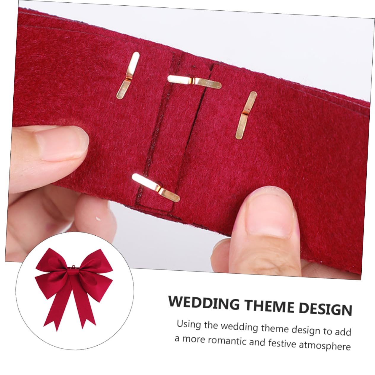 Nœud de Mariage Rouge en Tissu Non Tissé, 1 Lot Décoratif | Décoration Suspendue pour Mariage, Porte, Style Romantique Chic, Ambiance Festive