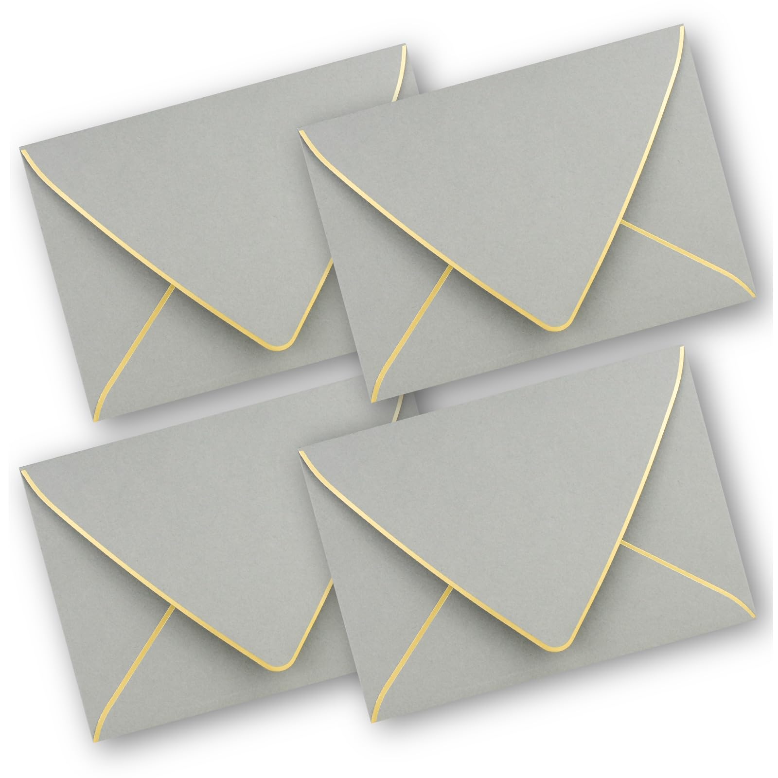 V-Flap Envelopes 50 Pack, A4 Size, Gold Border, Perfect for Invitations, Wedding, Baby Shower, All Occasions (Gray)