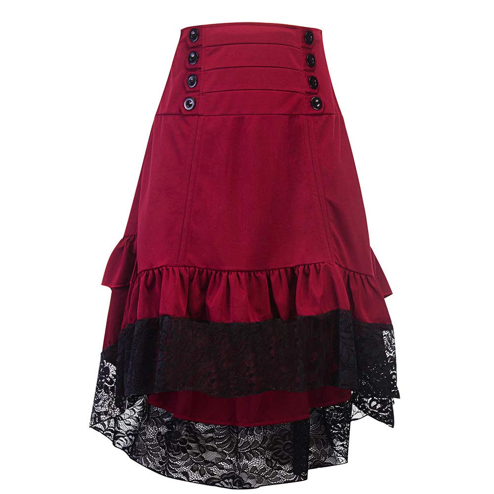 2026 Jupe rétro Coutures Dentelle Sac Hanche Automne Hiver Bouton Femme élégante