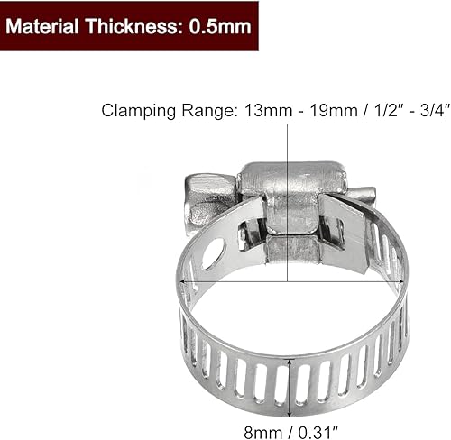 Miniatura 2 de uxcell Abrazadera de manguera de engranaje helicoidal, 12 abrazaderas de manguera de acero inoxidable ajustables de 12 a 34 pulgadas para asegurar