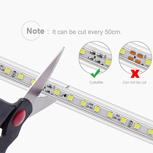 Miniatura 4 de Tira de luces LED superbrillantes para exteriores, CA 110 V 6500 K, flexible, impermeable, 600 LED, tira de luz LED de 16.4 pies, color blanco para
