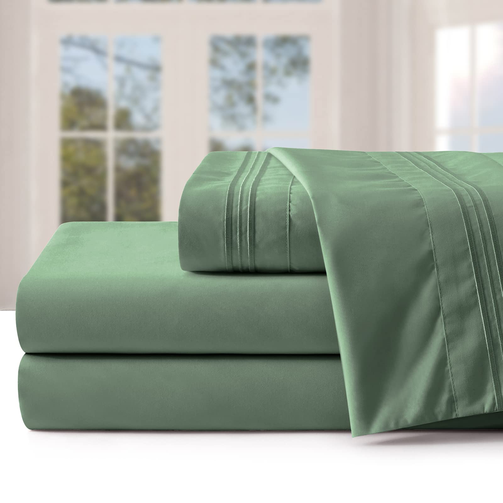 Manyshofu 1800 Thread Count Queen Sheet Sets - Hotel Luxury 16 Inch Deep Pocket Sheets Pillowcases - Microfiber